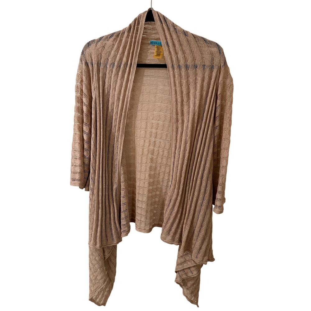 Alice + Olivia Knit Wide Sleeve Open Front Cardigan, Beige, S